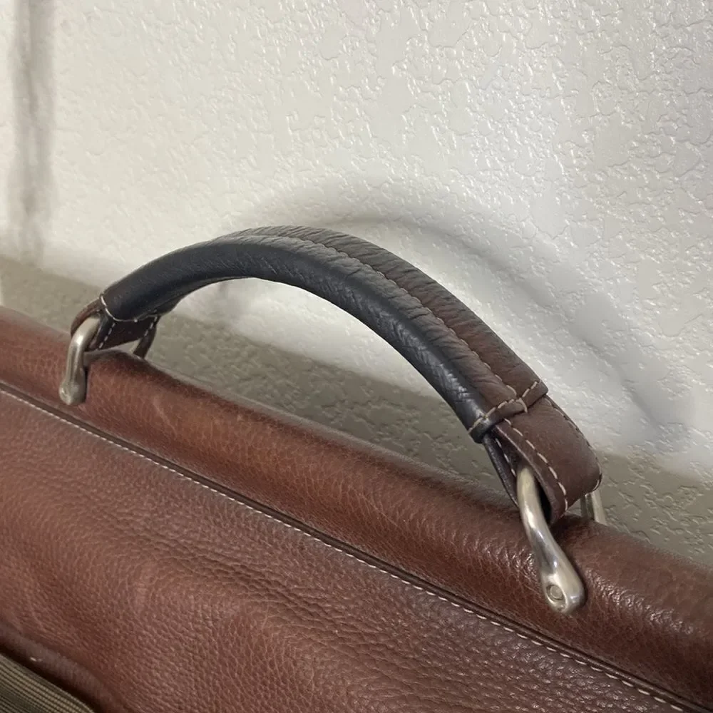 JOHNSTON AND MURPHY Brown Leather Briefcase